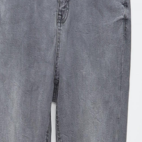 New Look Womens Grey Cotton Skinny Jeans Size 14 L26 in Regular Button