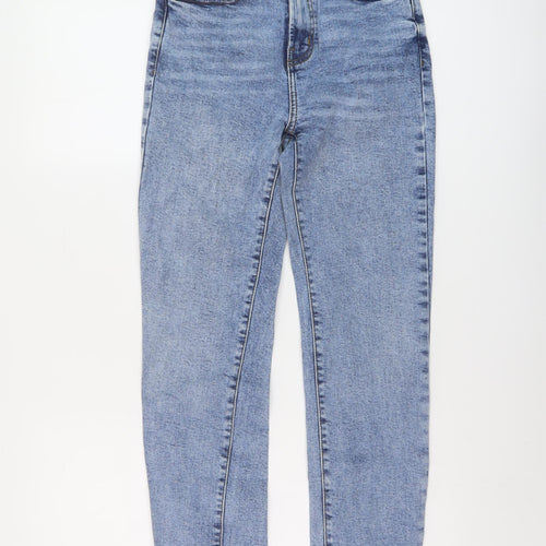 Primark Womens Blue Cotton Mom Jeans Size 4 L27 in Regular Button
