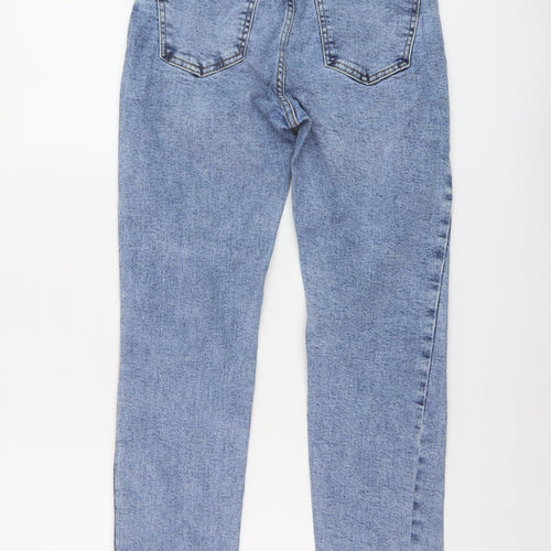 Primark Womens Blue Cotton Mom Jeans Size 4 L27 in Regular Button
