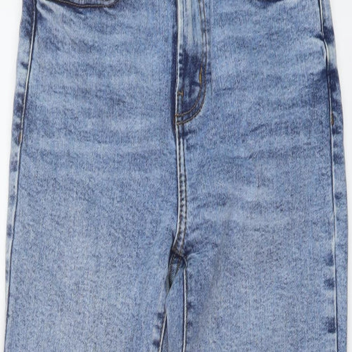 Primark Womens Blue Cotton Mom Jeans Size 4 L27 in Regular Button