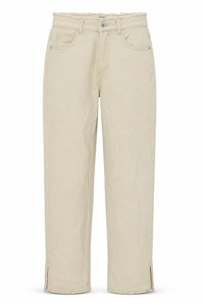 PRETTYLITTLETHING Womens Beige Cotton Straight Jeans Size 8 L35 in Regular Button
