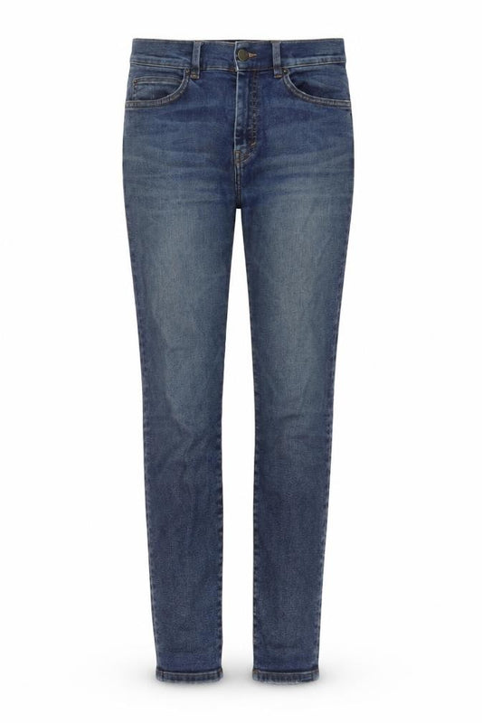 Front view of & Other Stories women’s blue cotton skinny jeans, size UK 26, in, 27-inch leg regular button