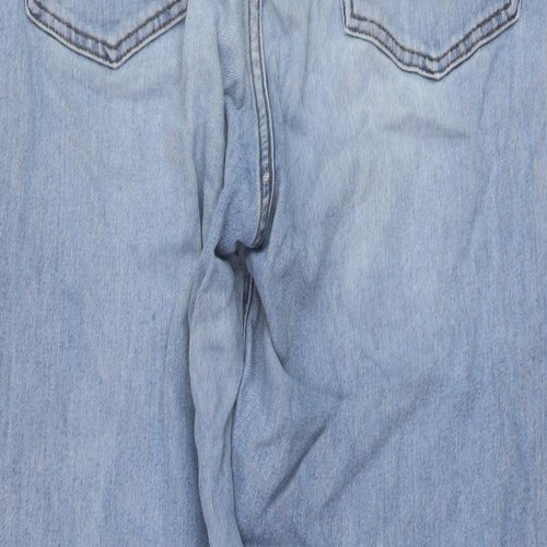 Uniqlo Womens Blue Cotton Mom Jeans Size 28 in L28 in Regular Button