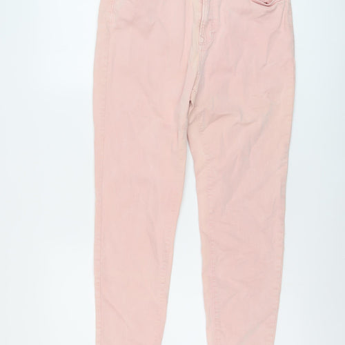 Stradivarius Womens Pink Cotton Skinny Jeans Size 16 L27 in Regular Button