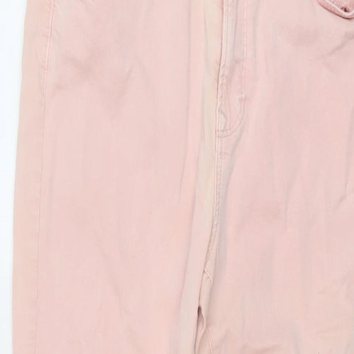 Stradivarius Womens Pink Cotton Skinny Jeans Size 16 L27 in Regular Button