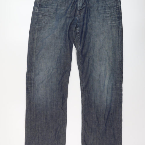 Tommy Hilfiger Mens Blue Cotton Straight Jeans Size 34 in L30 in Regular Button