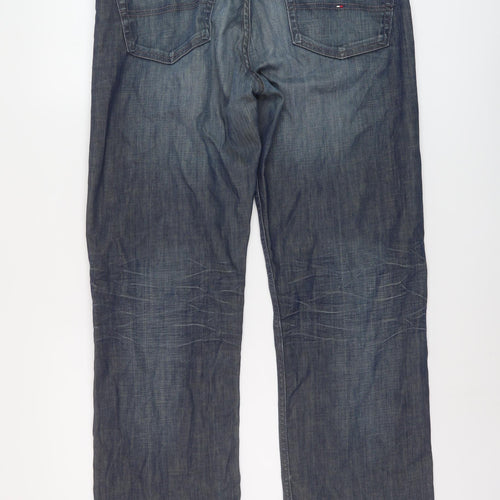 Tommy Hilfiger Mens Blue Cotton Straight Jeans Size 34 in L30 in Regular Button
