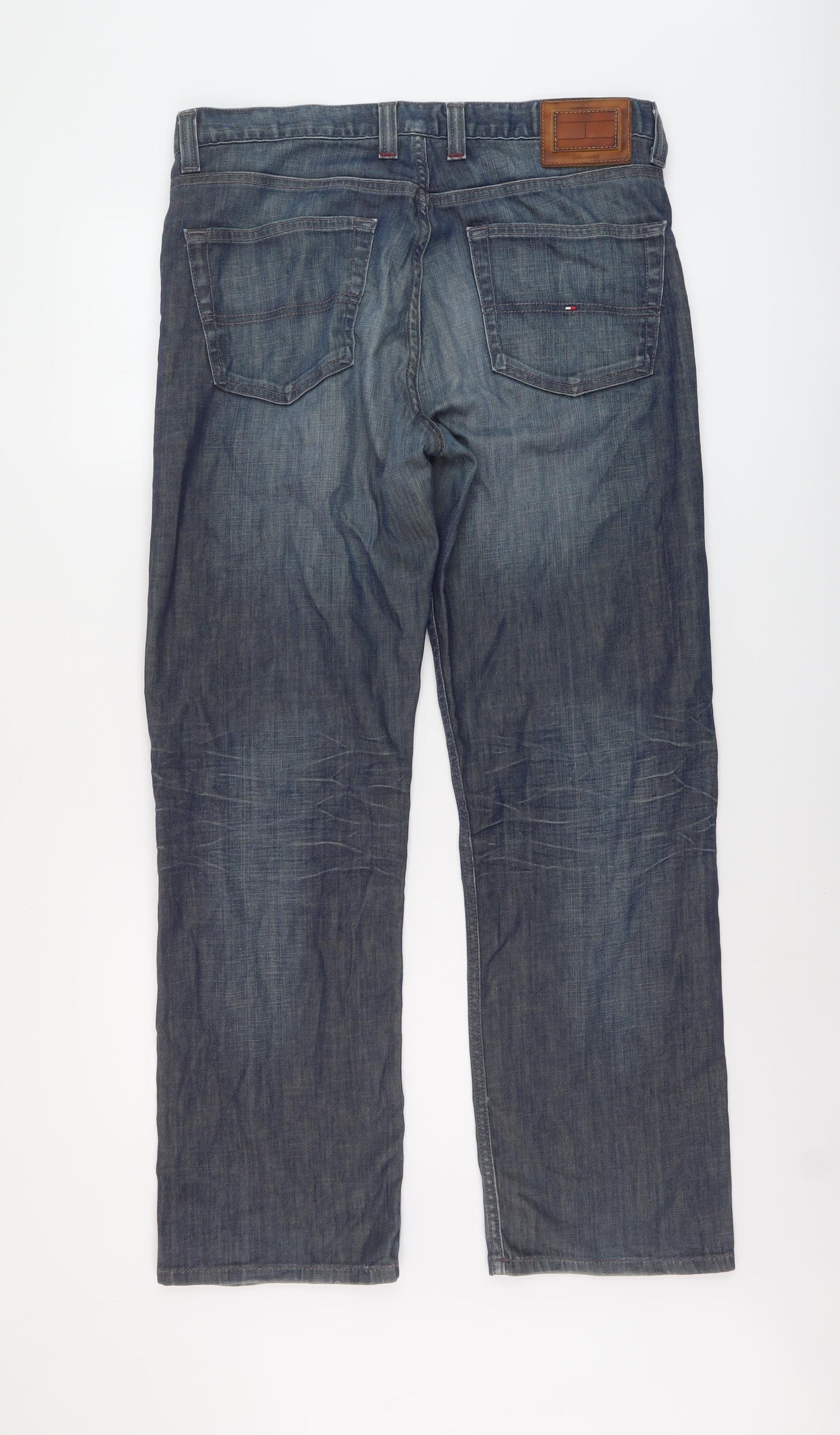 Tommy Hilfiger Mens Blue Cotton Straight Jeans Size 34 in L30 in Regular Button
