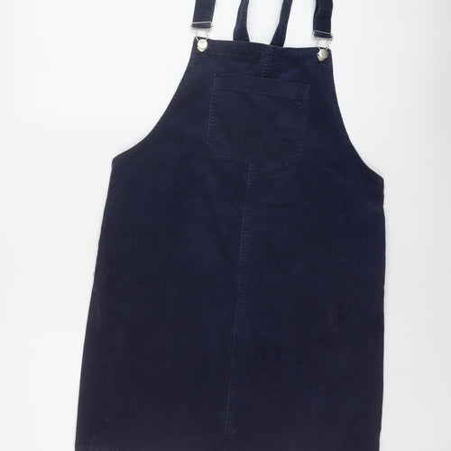 TU Womens Blue Cotton Pinafore/Dungaree Dress Size 10 Square Neck Buckle