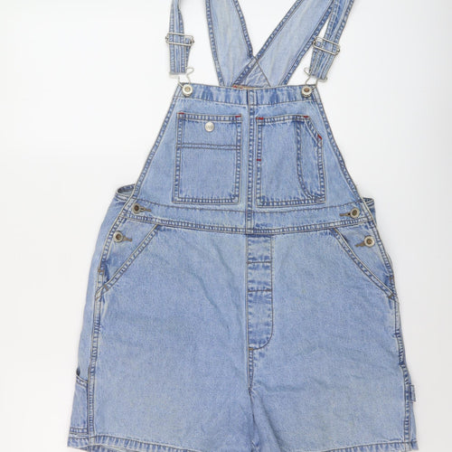 D'mode Womens Blue Cotton Dungaree One-Piece Size M Button