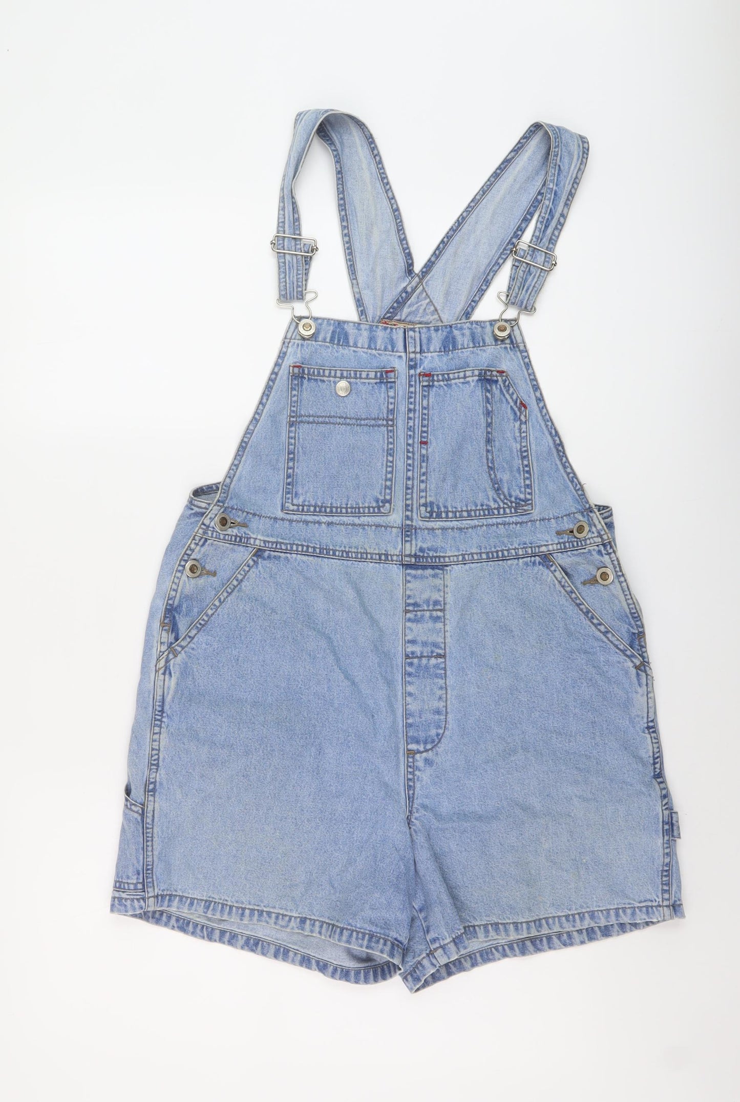 D'mode Womens Blue Cotton Dungaree One-Piece Size M Button