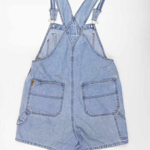 D'mode Womens Blue Cotton Dungaree One-Piece Size M Button