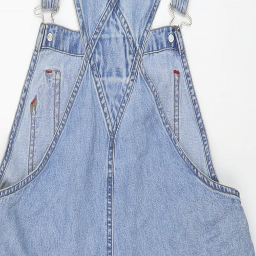 D'mode Womens Blue Cotton Dungaree One-Piece Size M Button