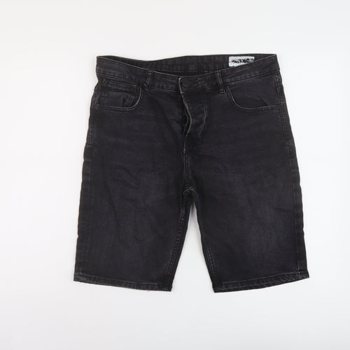 Denim & Co. Mens Black Cotton Bermuda Shorts Size 34 in L11 in Regular Button