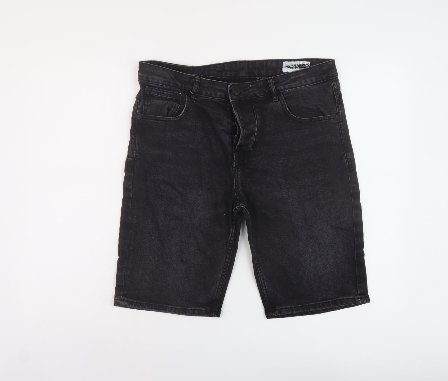 Denim & Co. Mens Black Cotton Bermuda Shorts Size 34 in L11 in Regular Button