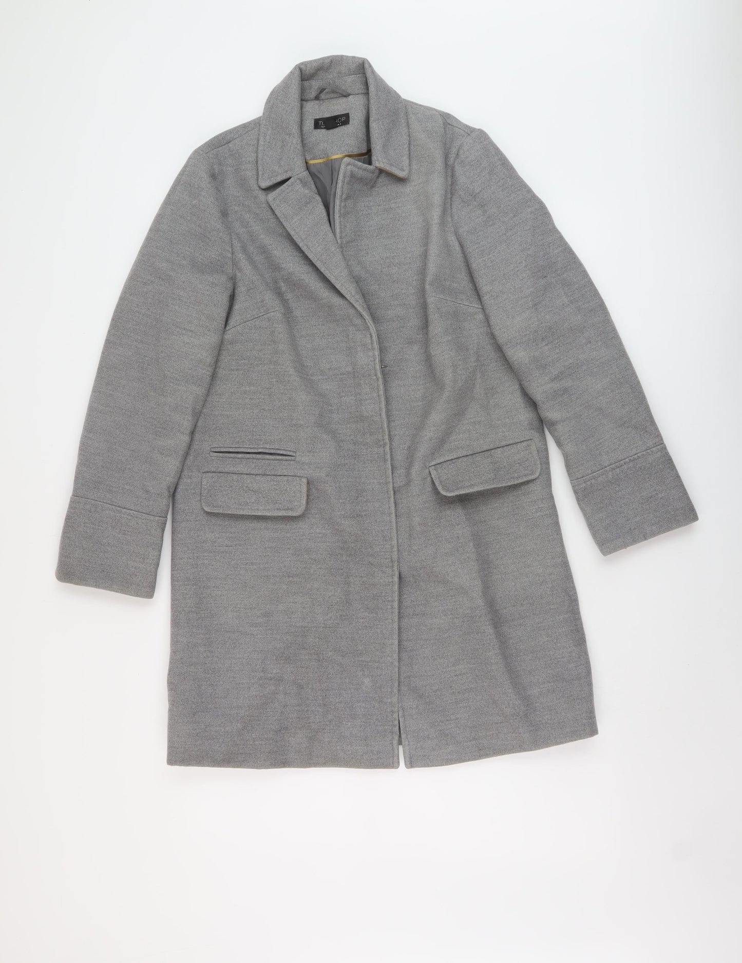 Topshop Womens Grey Overcoat Coat Size 8 Zip