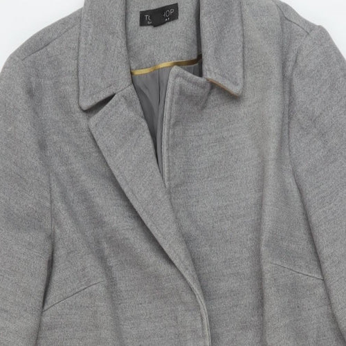 Topshop Womens Grey Overcoat Coat Size 8 Zip