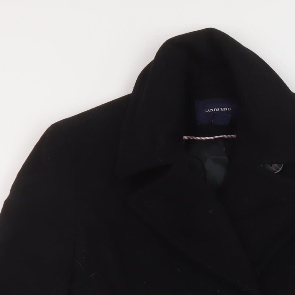 Land's End Womens Black Pea Coat Coat Size 10 Button
