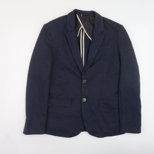 River Island Mens Blue Polyester Jacket Suit Jacket Size 38 Regular