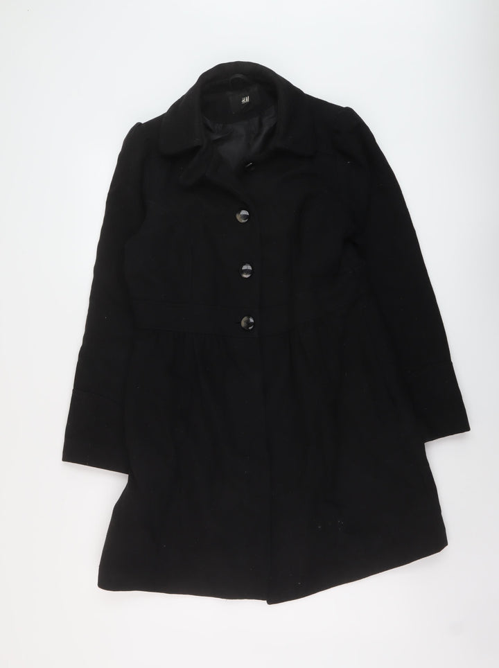 H&M Womens Black Pea Coat Coat Size 14 Button