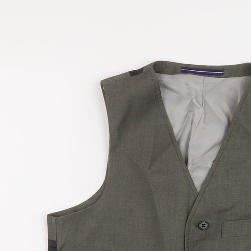 Topman Mens Green Polyester Jacket Suit Waistcoat Size 36 Regular
