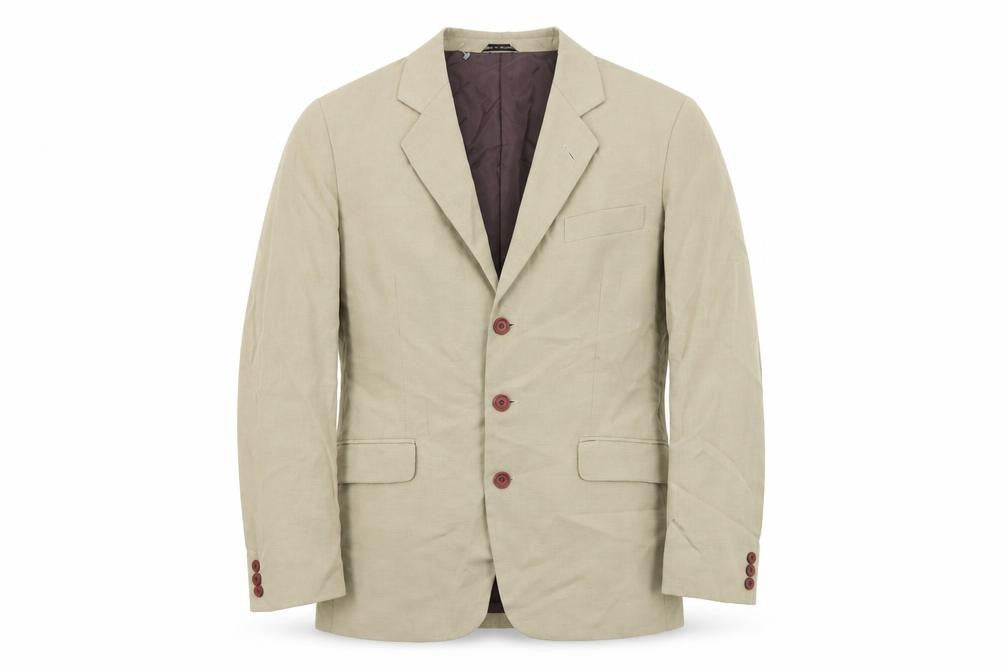 Front view of Club men’s beige polyester jacket suit jacket, size 38, regular
