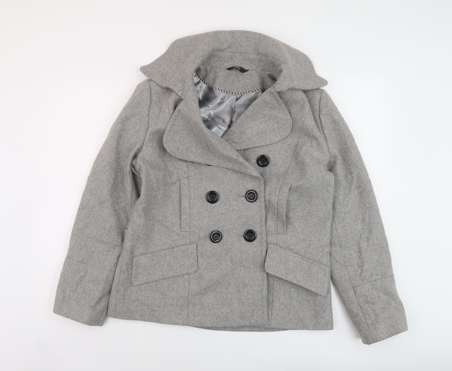Marks and Spencer Womens Grey Overcoat Coat Size 14 Button