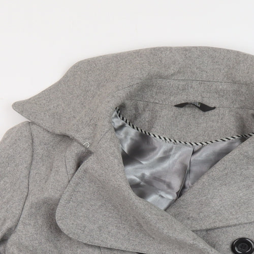 Marks and Spencer Womens Grey Overcoat Coat Size 14 Button