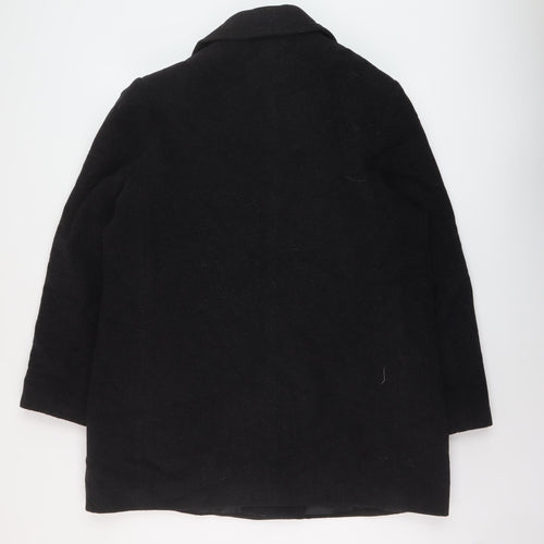 BHS Womens Black Overcoat Coat Size 16 Button