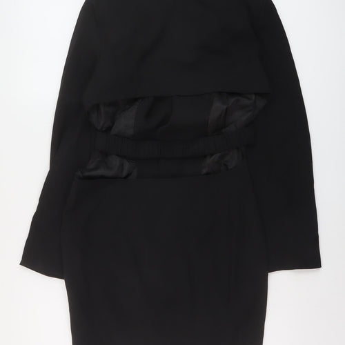 Misspap Womens Black Polyester Sheath Size 10 V-Neck Button