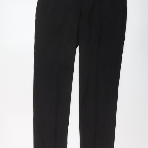 Marks and Spencer Mens Black Polyester Trousers Size 32 in L31 in Regular Hook & Eye