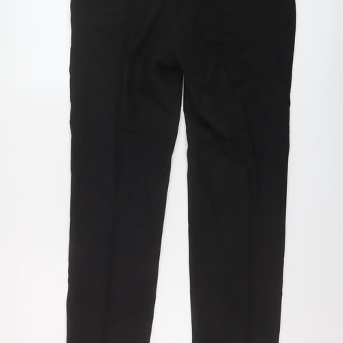 Marks and Spencer Mens Black Polyester Trousers Size 32 in L31 in Regular Hook & Eye