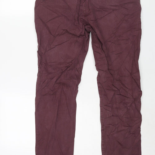 Topman Mens Purple Cotton Chino Trousers Size 34 in L32 in Regular Button