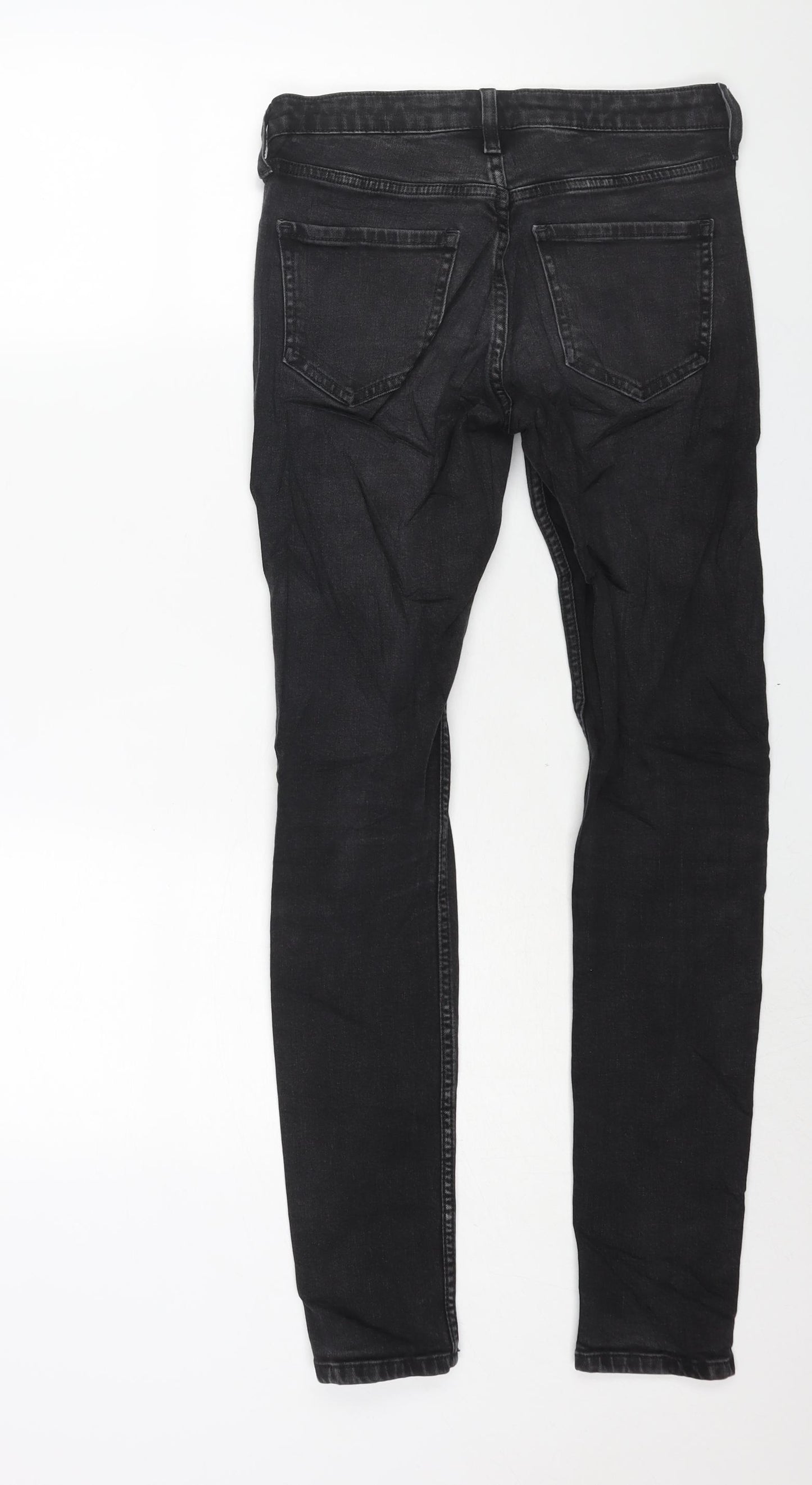 Topshop Womens Black Cotton Skinny Jeans Size 26 in L34 in Regular Zip