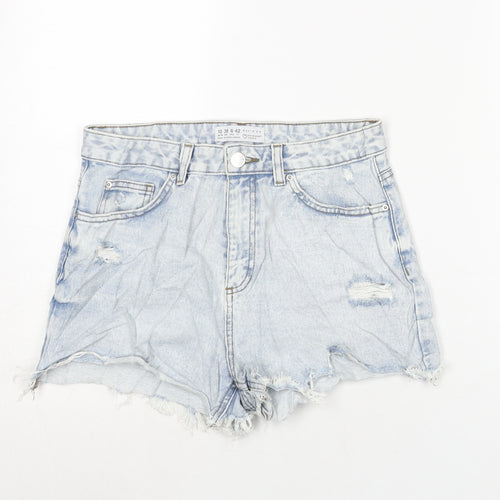 Denim & Co. Womens Blue Cotton Cut-Off Shorts Size 10 Regular Zip - Distressed