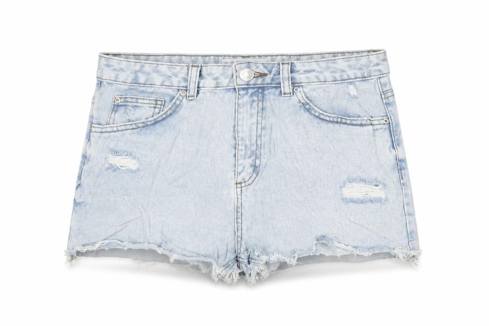 Denim & Co. Womens Blue Cotton Cut-Off Shorts Size 10 Regular Zip - Distressed