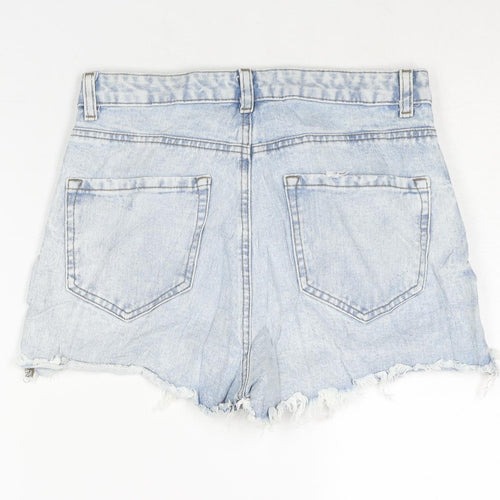 Denim & Co. Womens Blue Cotton Cut-Off Shorts Size 10 Regular Zip - Distressed