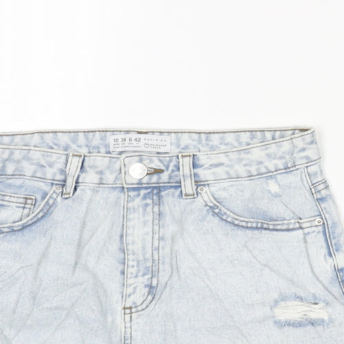 Denim & Co. Womens Blue Cotton Cut-Off Shorts Size 10 Regular Zip - Distressed