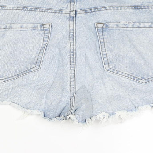 Denim & Co. Womens Blue Cotton Cut-Off Shorts Size 10 Regular Zip - Distressed