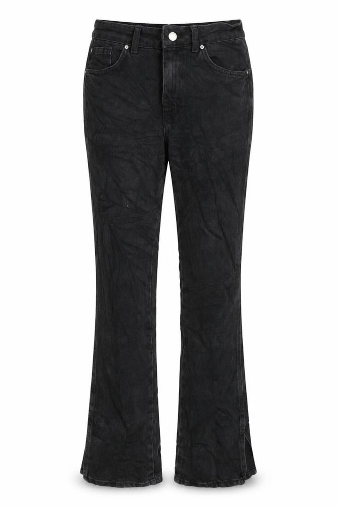 Denim & Co. Womens Black Cotton Flared Jeans Size 10 L30 in Regular Zip - Vented Hems