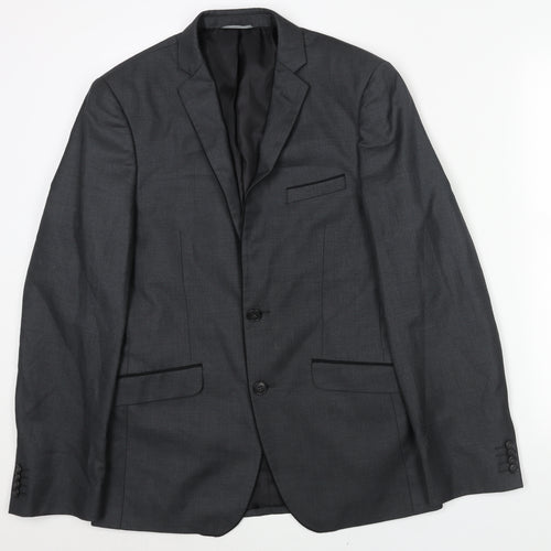 Burton Mens Grey Polyester Jacket Suit Jacket Size 36 Regular
