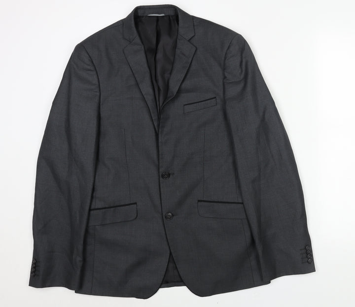 Burton Mens Grey Polyester Jacket Suit Jacket Size 36 Regular
