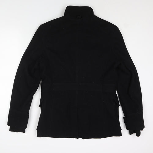 Breakout Mens Black Pea Coat Coat Size M Zip