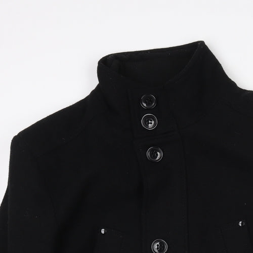 Breakout Mens Black Pea Coat Coat Size M Zip