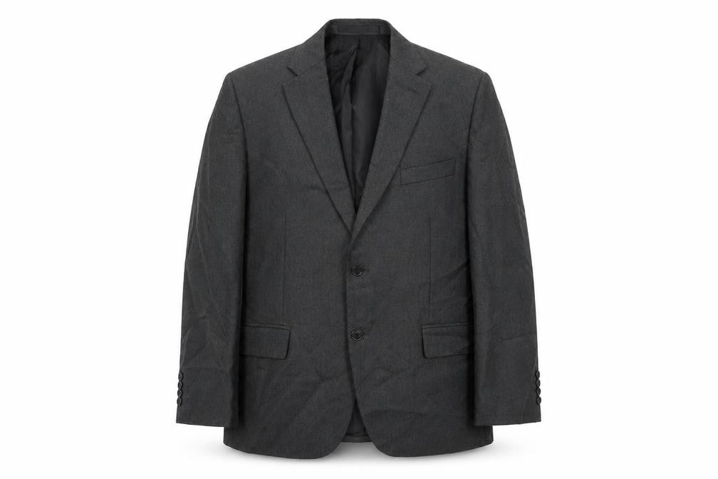 Front view of Marks & Spencer men’s grey polyester jacket suit jacket, size 42, regular