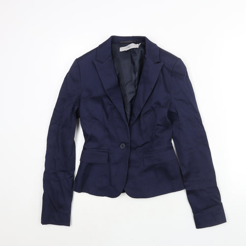 Hilton Weiner Womens Blue Cotton Jacket Suit Jacket Size 2