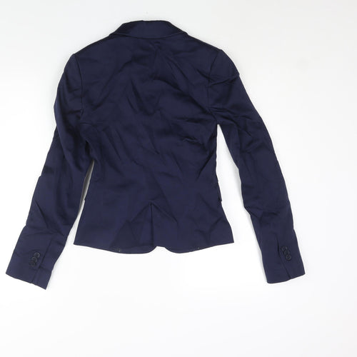 Hilton Weiner Womens Blue Cotton Jacket Suit Jacket Size 2