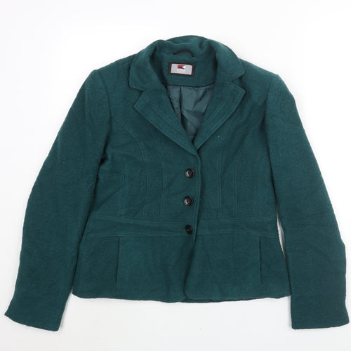 Kirsten Womens Green Jacket Size 12 Button