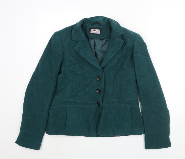 Kirsten Womens Green Jacket Size 12 Button