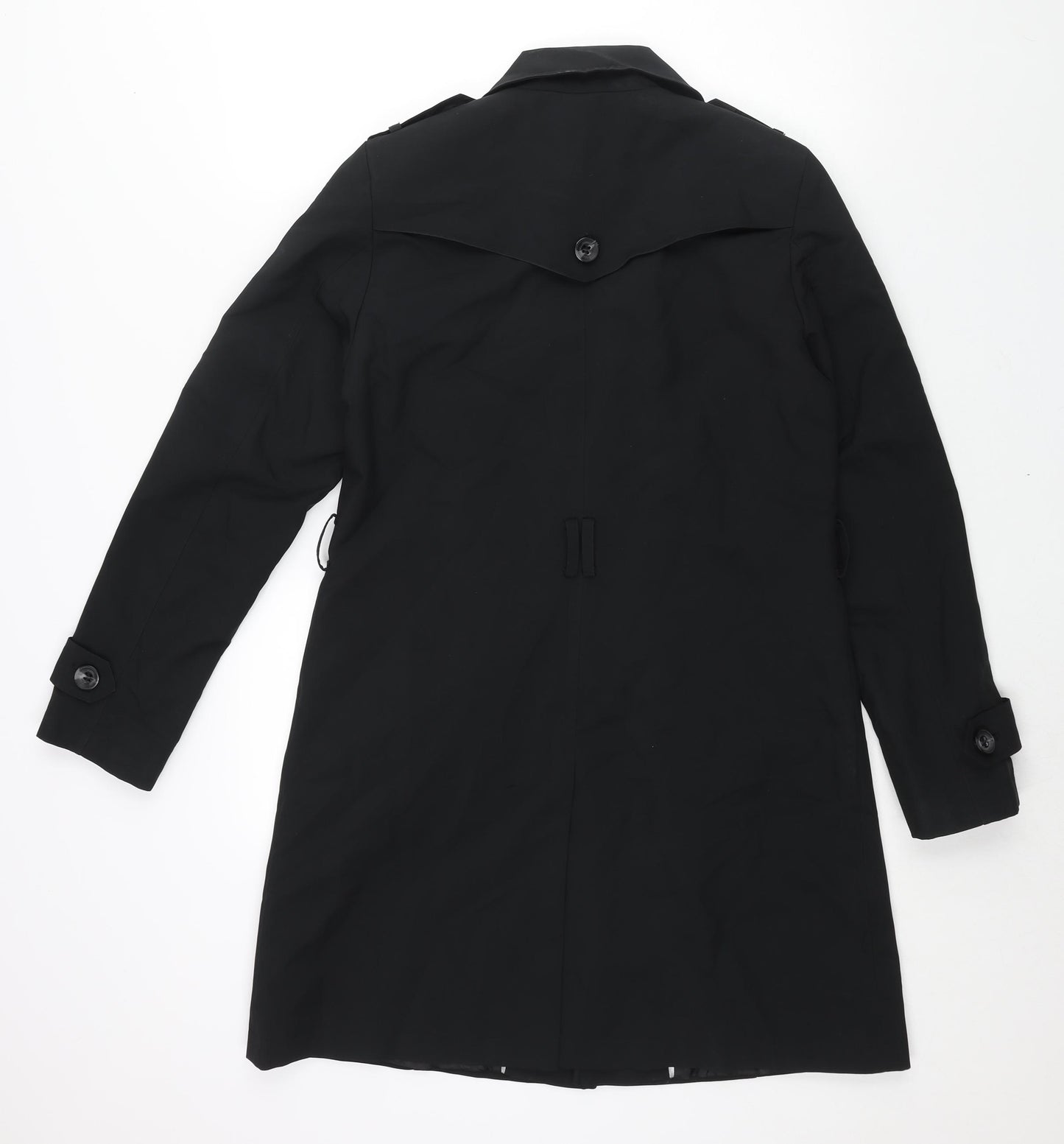 Marks and Spencer Womens Black Trench Coat Coat Size 12 Button